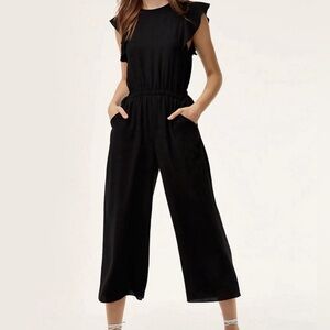 Aritzia fleurette wide leg black jumpsuit - small